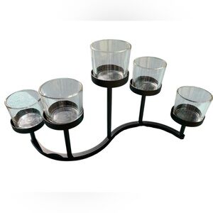 Elegant Black Glass Candle Holder